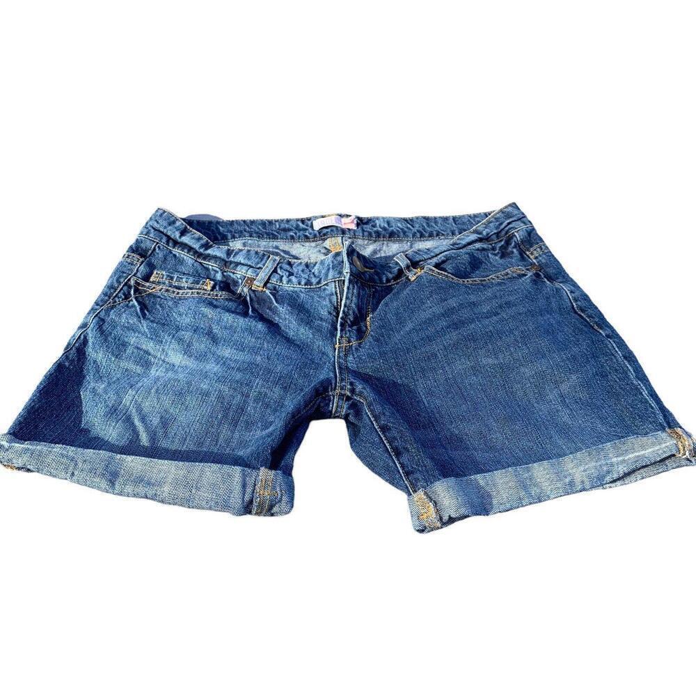 Ardene Womens Juniors Low Rise Blue Jean Shorts Size 9 Turned Up Cuffs​​​